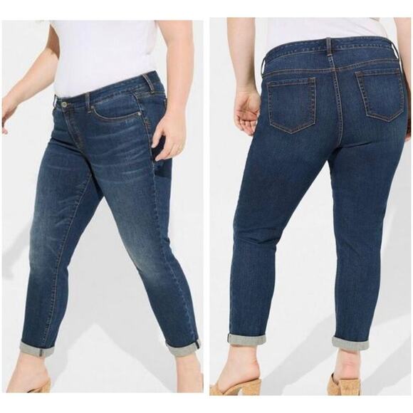 Torrid Boyfriend Straight Leg Vintage Stretch Mid-Rise Blue Jeans 22R Plus Size‎ - Picture 1 of 10